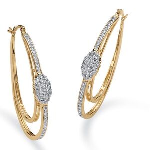 1.25 TCW Cubic Zirconia Double Oval Hoop Earrings 14k Gold-Plated